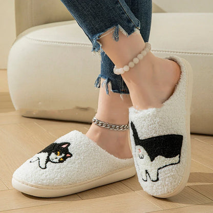 Cozy cartoon slippers with soft, plush interior and durable non-slip soles for indoor and outdoor wear