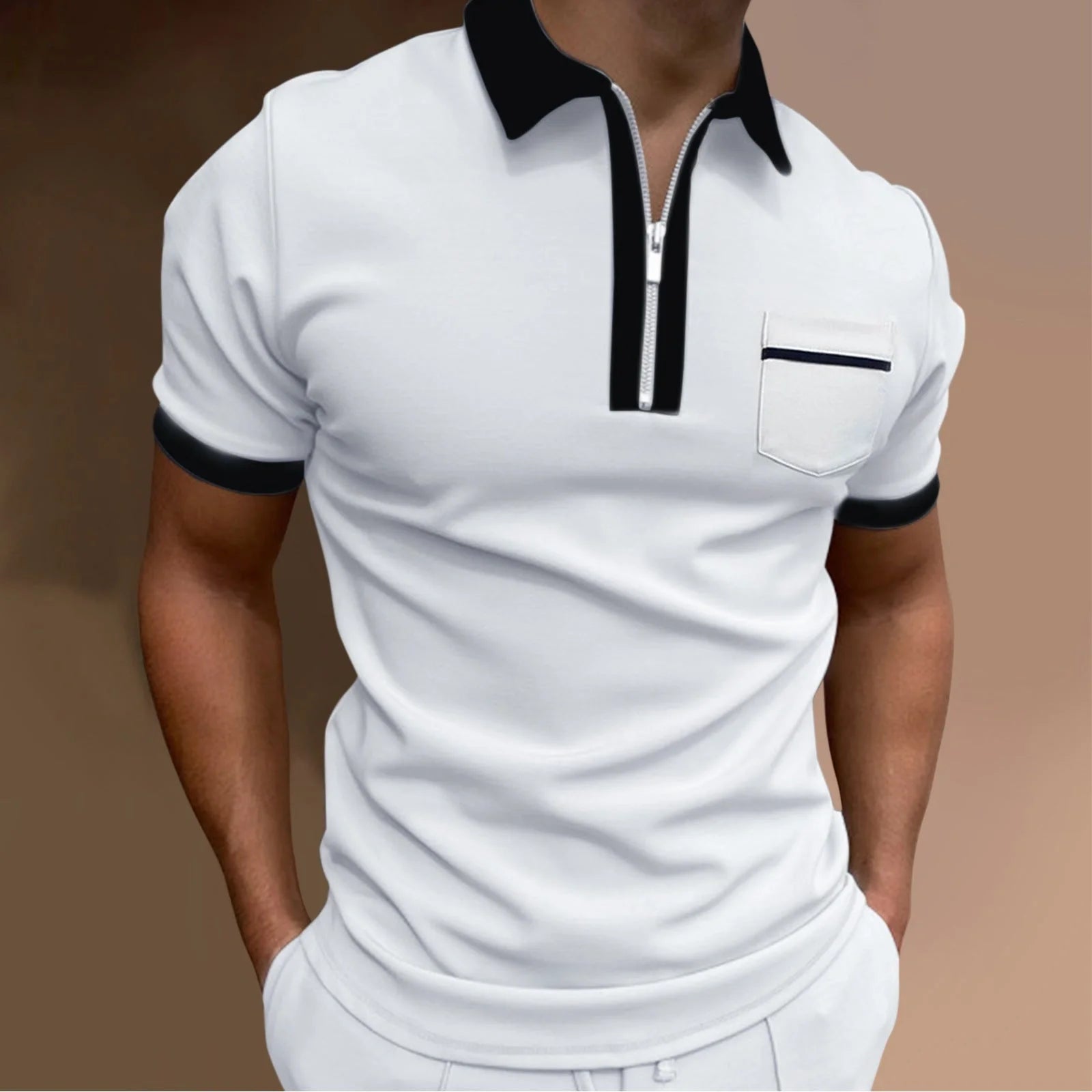 Men's lapel slim pocket T-shirt in various colours and sizes