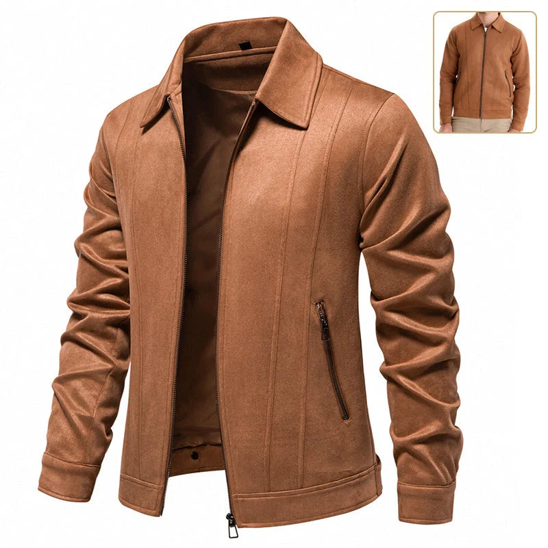 Men's suede lapel zipper jacket in various colours for autumn and winter wear