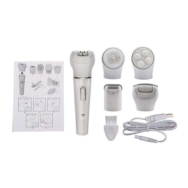 5-in-1 Multi-Functional Portable Skin Care Electric Massager with Facial Latex Brush