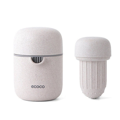 Versatile manual fruit juicer made with wheat straw and PP plastic, capable of juicing a variety of citrus and soft fruits