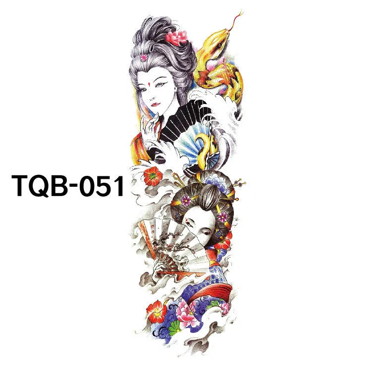 Waterproof Full Arm Tattoo Sticker in various colours for temporary body art