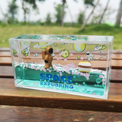 Acrylic liquid quicksand floating astronaut ornament in various colours