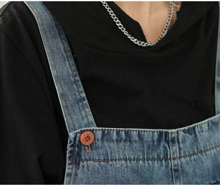 Fashionable denim strap trousers for women in light blue, featuring a tight-fitting Renaissance-inspired design and premium polyester construction