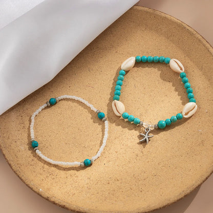 Bohemian multi-layer beaded foot ornaments anklet in ethnic style