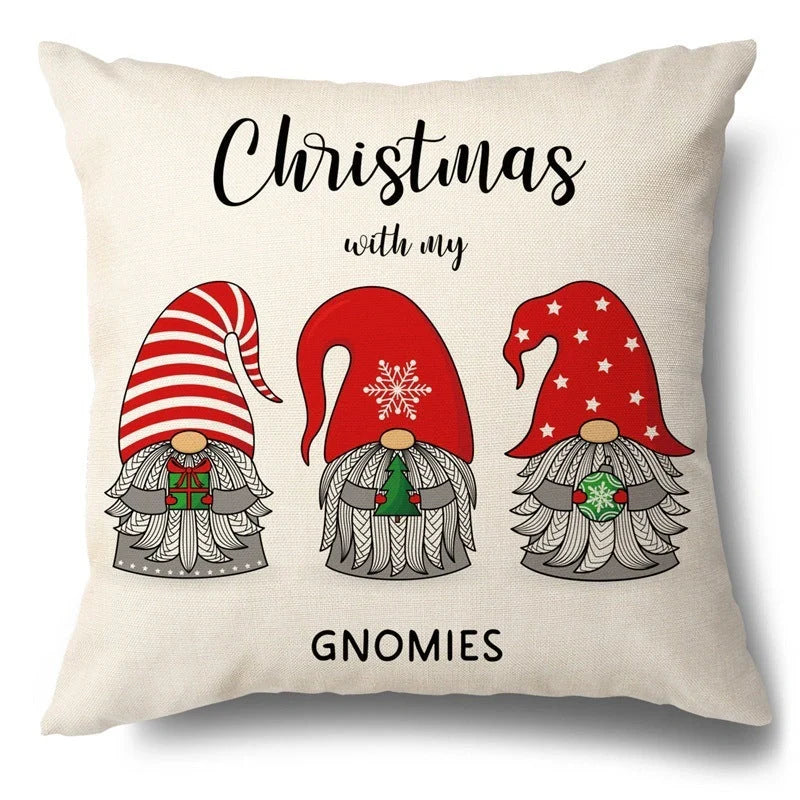 Christmas Hugging Pillowcase Flax Elk Design Sofa Cushion Cover with festive pattern