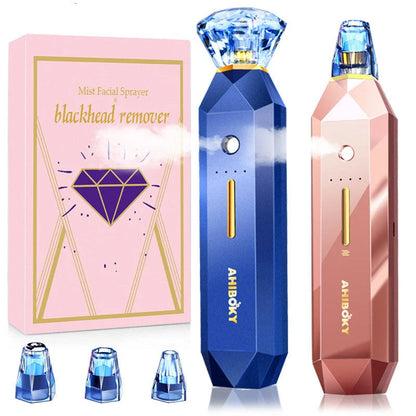 2-in-1 Blackhead Remover Vacuum Pore Cleaner with Oxygen Injection Moisturising in pink and sapphire blue