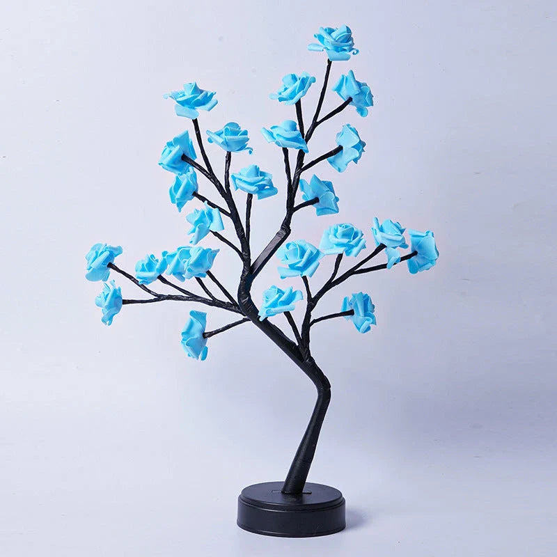 Enchanting 3D rose blossom USB desk lamp in various color options, creating a dreamy, romantic ambiance