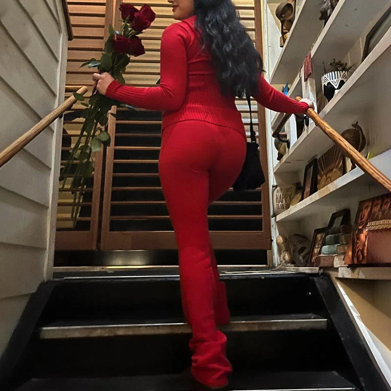 Stylish hoodie suit set with cozy hoodie and high-waisted pants in various colors