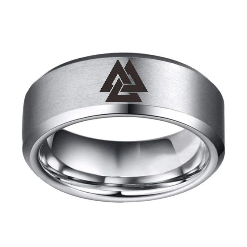 Stainless Steel Viking Odin Symbol Ring in various colours and sizes