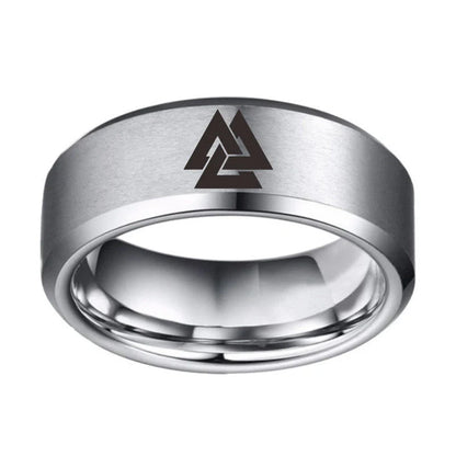 Stainless Steel Viking Odin Symbol Ring in various colours and sizes