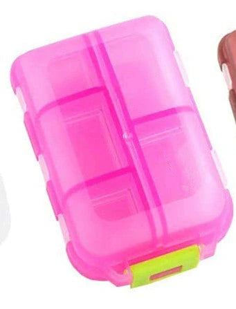 10-grid moisture-proof travel pill organizer in various colours for secure medication storage