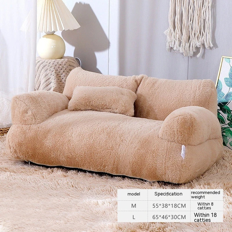 Cozy and comfortable pet lounger with plush backrest, non-slip bottom, and moisture-resistant design for cats and small dogs
