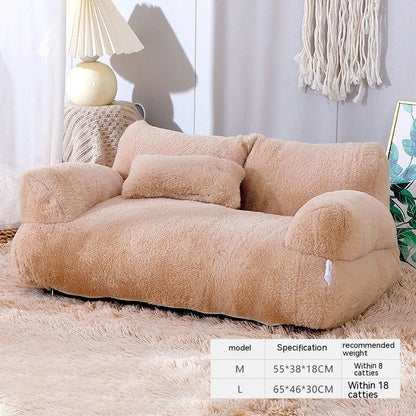 Cozy and comfortable pet lounger with plush backrest, non-slip bottom, and moisture-resistant design for cats and small dogs