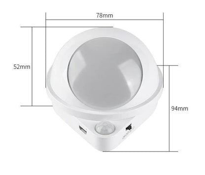 A versatile smart sensor lamp with a 360-degree rotating head and magnetic backing for easy installation on any iron surface.