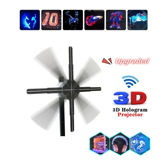 Upgraded 3D holographic advertising display with fan screen support for stores, bars, and events