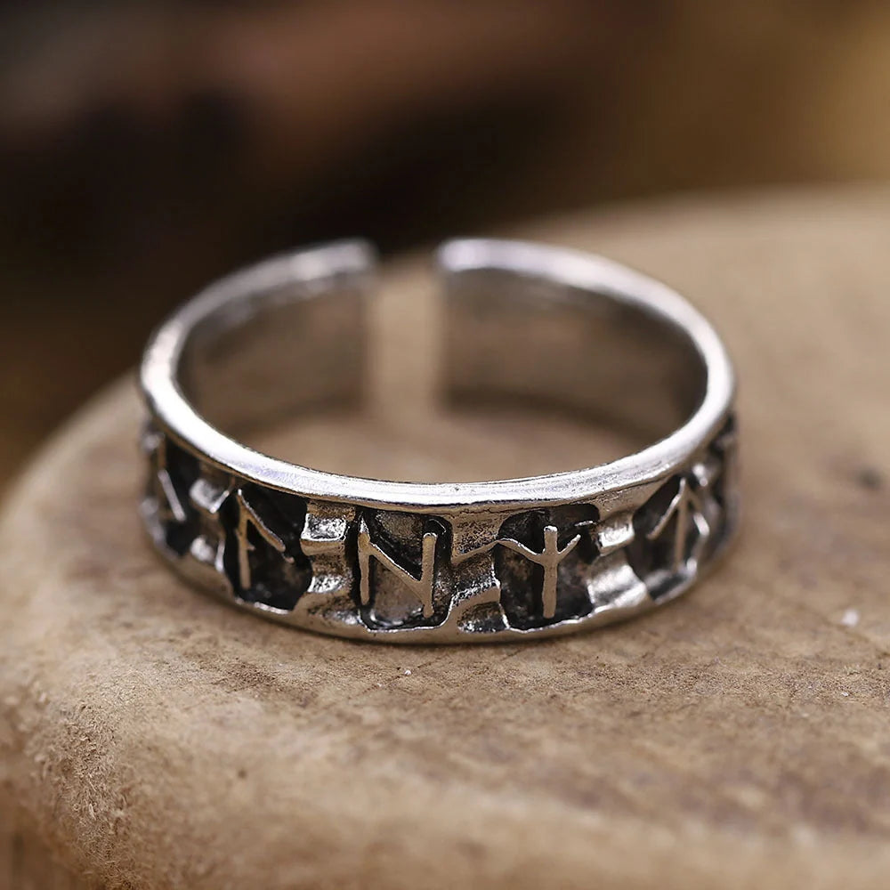 Vintage Geometric Adjustable Ring for Men in ancient silver finish