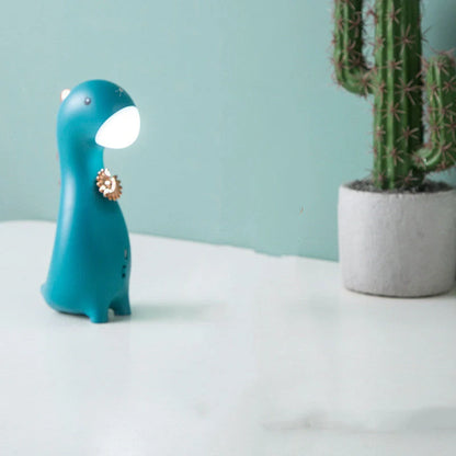 Adorable dinosaur LED night light with touch control in pink, blue, and green