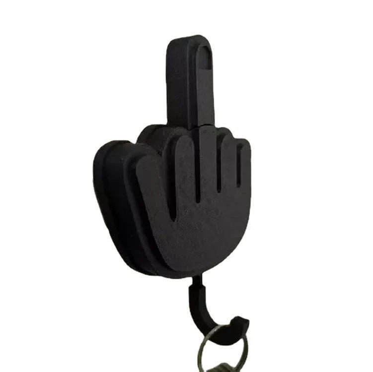 Spoof Middle Finger Desktop Storage Key Hook in wood and plastic options