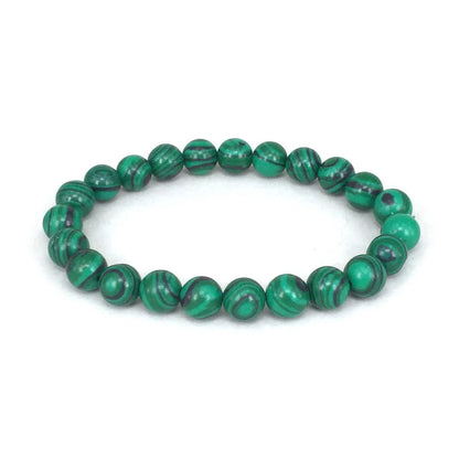 Classic black matte green malachite bracelets with elastic strand for unisex wear