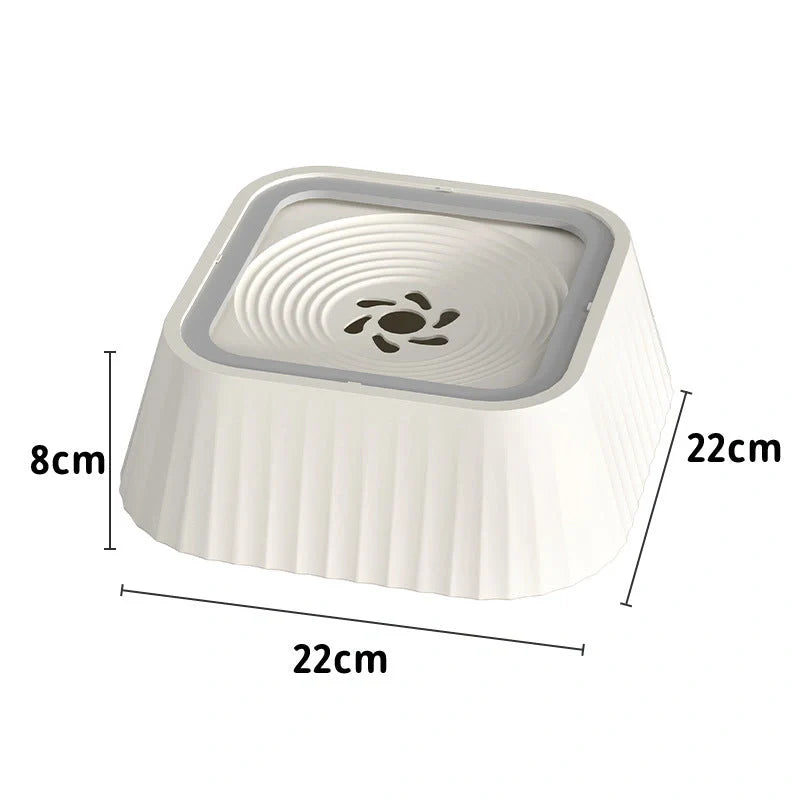 A premium floating pet bowl with a suspended water table design to prevent splashing and keep pets' faces dry