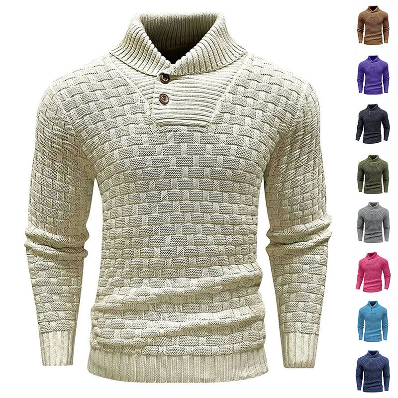 Men's slim button turtleneck sweater in various colours for stylish winter wear