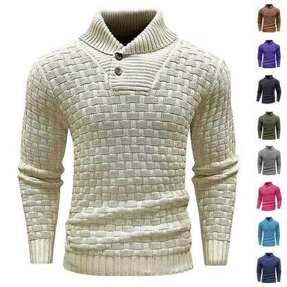 Men's slim button turtleneck sweater in various colours for stylish winter wear