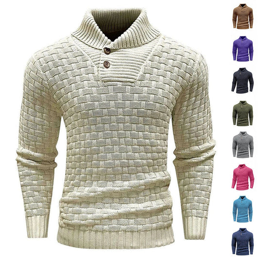 Men's slim button turtleneck sweater in various colours for stylish winter wear