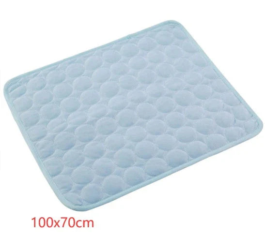 Premium pet cooling pad made with cold silk and breathable mesh to keep your furry friend comfortable in the summer heat