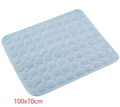 Premium pet cooling pad made with cold silk and breathable mesh to keep your furry friend comfortable in the summer heat