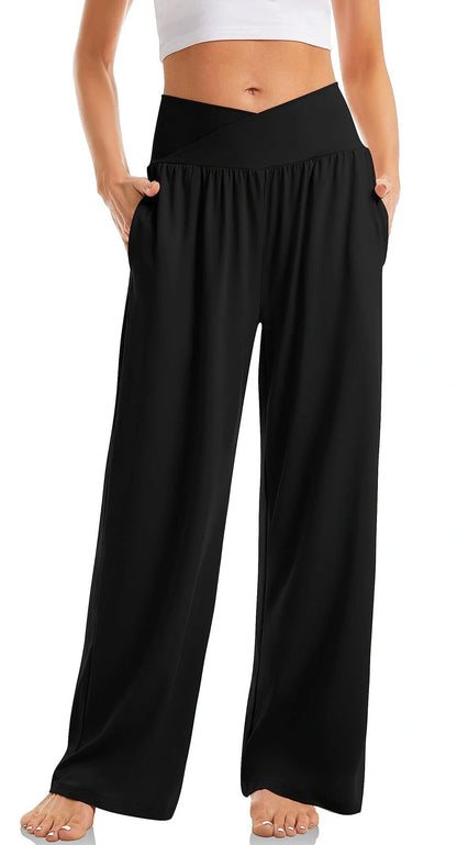 Women's Cross-Waist Yoga Trousers in various colours for comfort and style