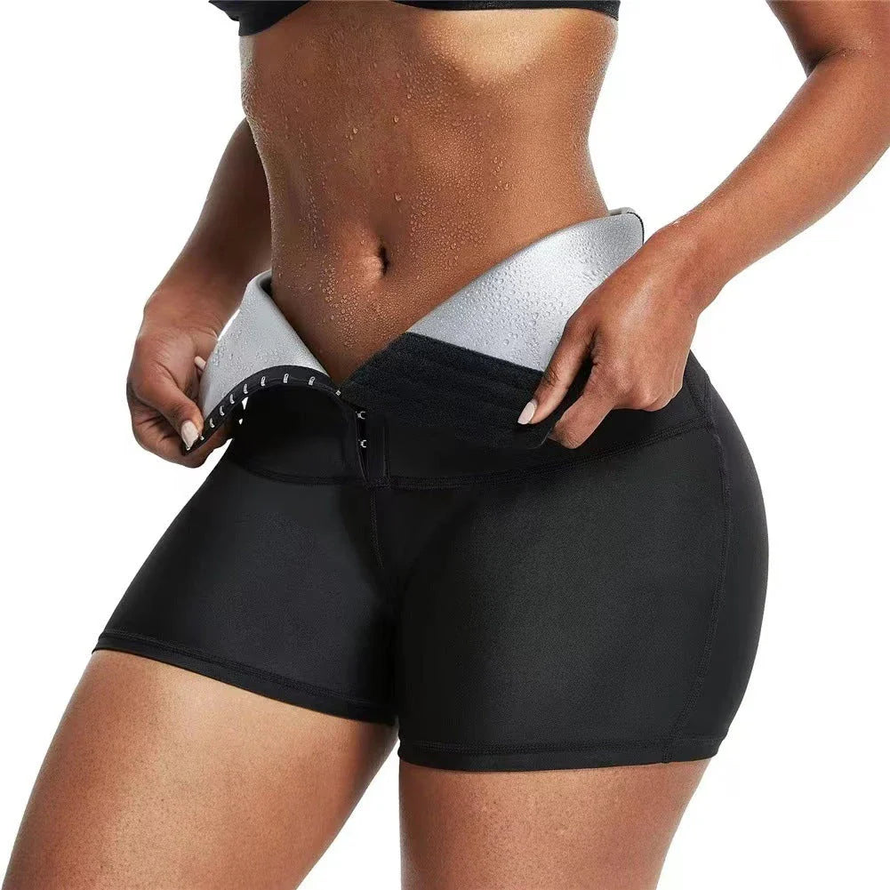 Premium slimming shapewear leggings in silver and blue colors, designed to provide tummy control and a sculpted silhouette.