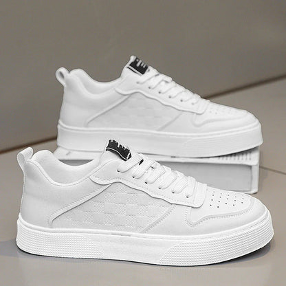 Stylish and breathable plaid lace-up sneakers for men, featuring a unique design, comfortable mesh lining, and durable rubber sole.