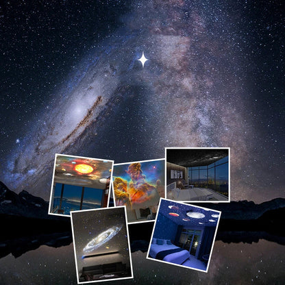 Galaxy Projector with 12 display scenarios, including solar system, galaxies, and nebulae, for a mesmerizing home decor experience