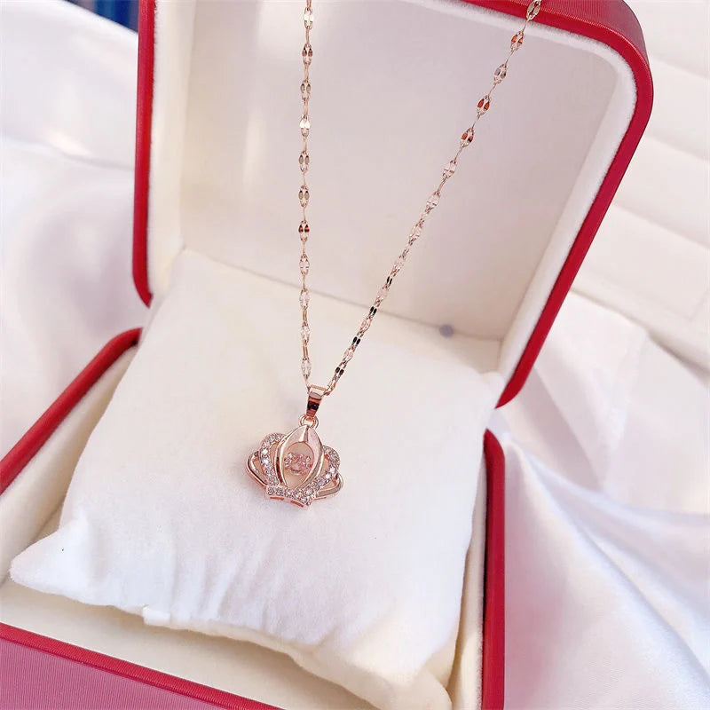 Valentine's Day titanium steel perfume bottle pendant necklace with zircon detail
