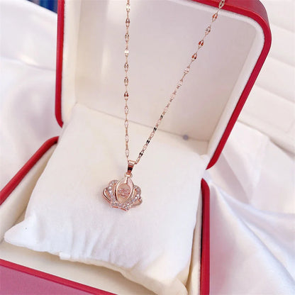 Valentine's Day titanium steel perfume bottle pendant necklace with zircon detail