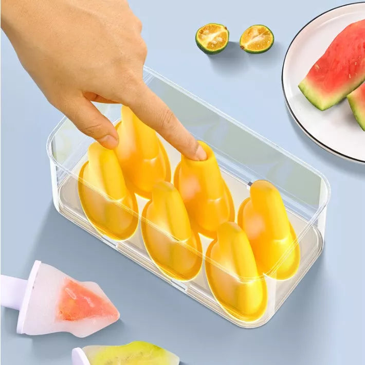 Summer Homemade Ice Cream Popsicle Box Silicone Cube Mold in green or yellow