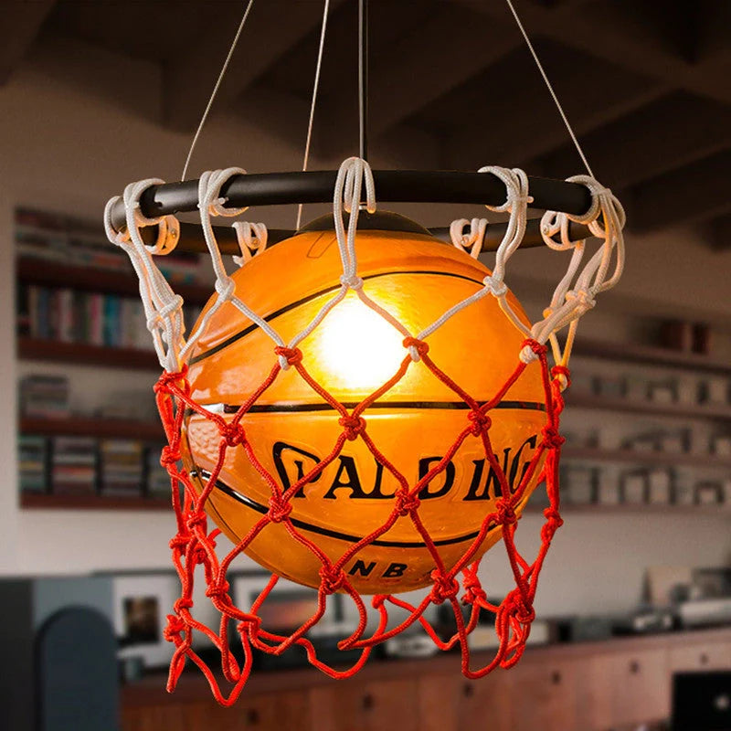 American Retro Basketball Chandelier with adjustable hanging wire and LED lighting options