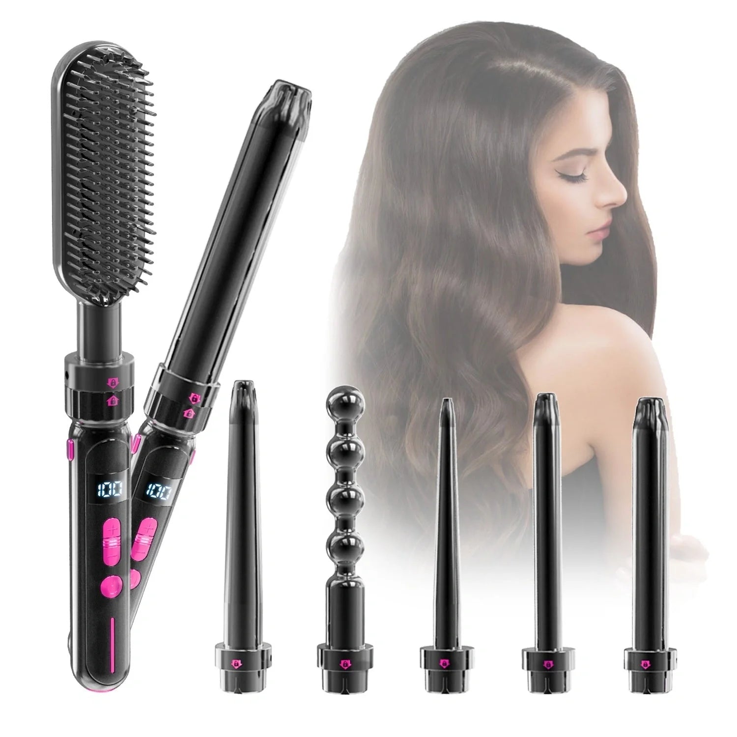 Ceramic thermal conductor curly hair sticks with black finish and wired AC power supply