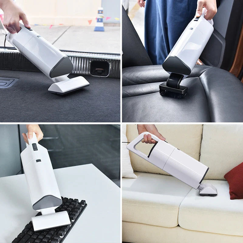 Wireless handheld vacuum cleaner in white and black with high suction power