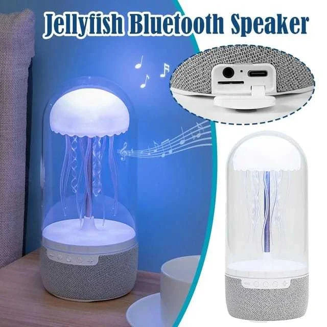 3-in-1 Jellyfish Lamp Bluetooth Speaker with vibrant LED lights in white