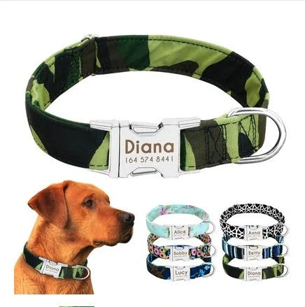 Reflective dog collar in various colours and sizes, designed for UK pets with adjustable, durable, and breathable features