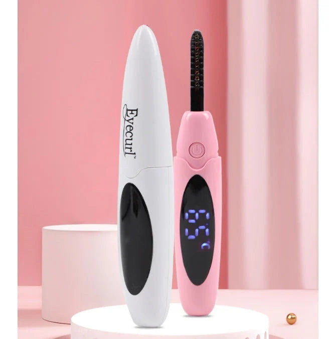 Cordless electric eyelash curler with USB charging and multiple temperature settings for long-lasting, salon-quality curl