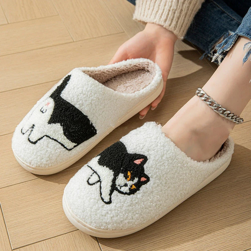 Cozy cartoon slippers with soft, plush interior and durable non-slip soles for indoor and outdoor wear