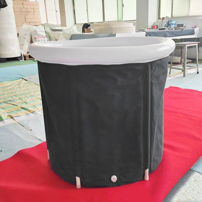 Portable Ice Bath with inflatable air ring for recovery therapy in black
