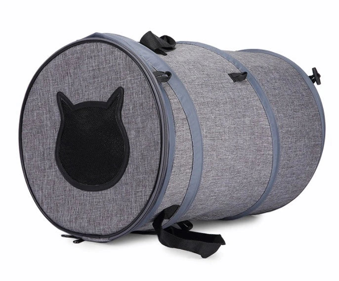 Collapsible pet carrier bag made of durable Oxford cloth, accommodating pets up to 18kg with a unique skylight design and lightweight, foldable construction