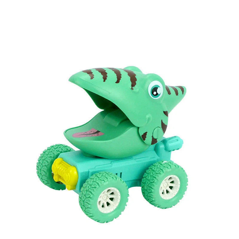 Dinosaur and animal themed push and slide toy car for kids, encouraging active play and imagination.