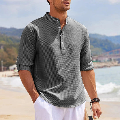 Premium casual cotton shirt in various colours with a stylish stand collar design