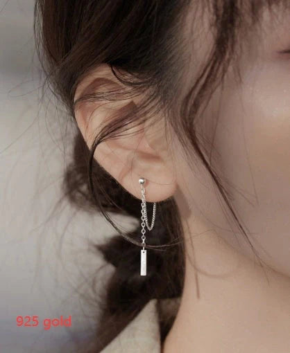 Elegant tasseled stud earrings featuring a contemporary geometric design in silver, gold, and 925 sterling silver finishes