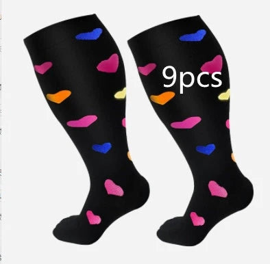 Plus-sized compression socks with bamboo fiber blend for breathability and comfort